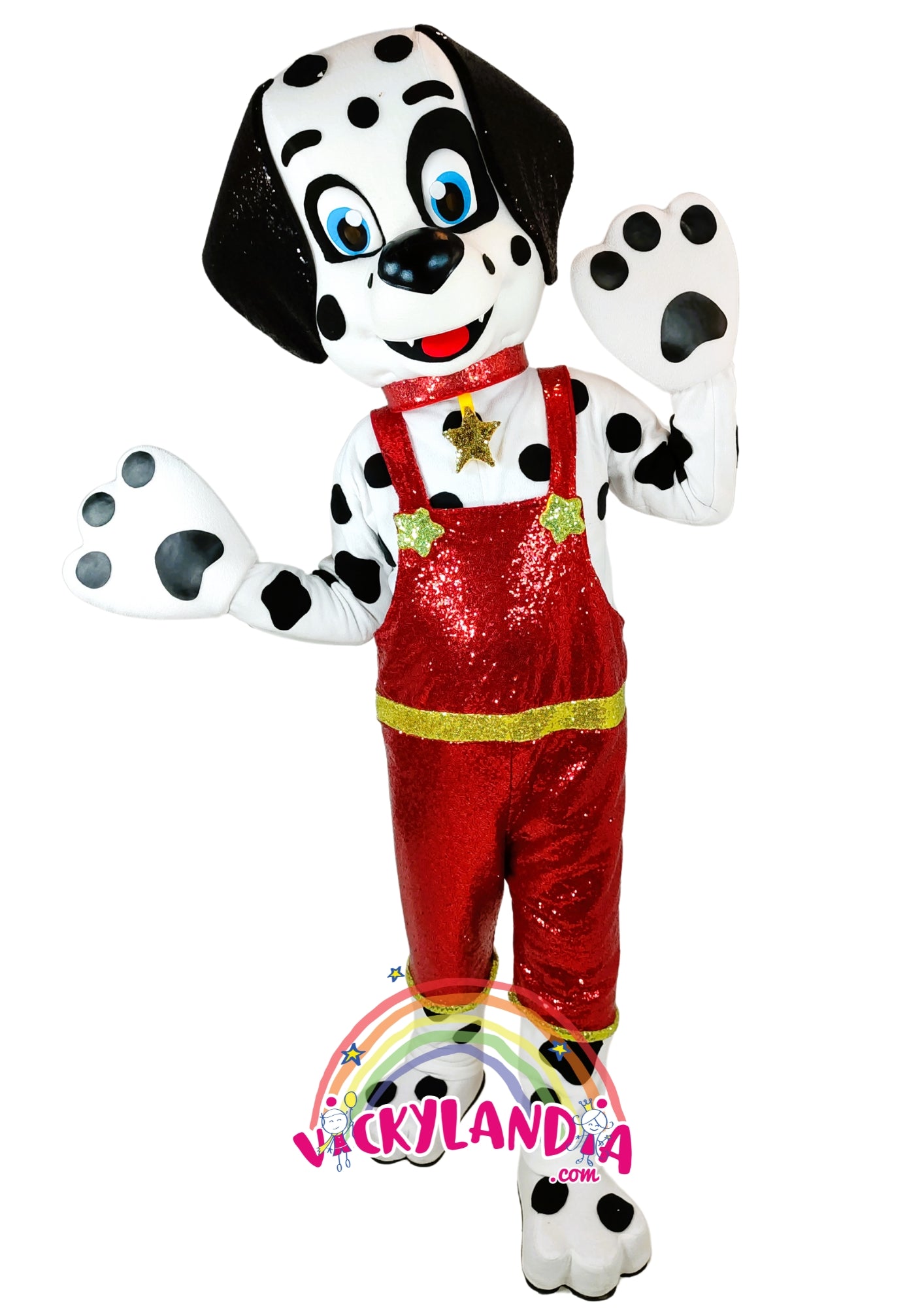 Descubre la magia de nuestro muñeco publicitario del Perro Dálmata Glitter en Vickylandia. Son disfraces cabezones perfectos para fiestas infantiles, shows, cumpleaños, estrategias publicitarias, carnavales, fiestas patronales, espectáculos, cabalgatas y cualquier tipo de evento.