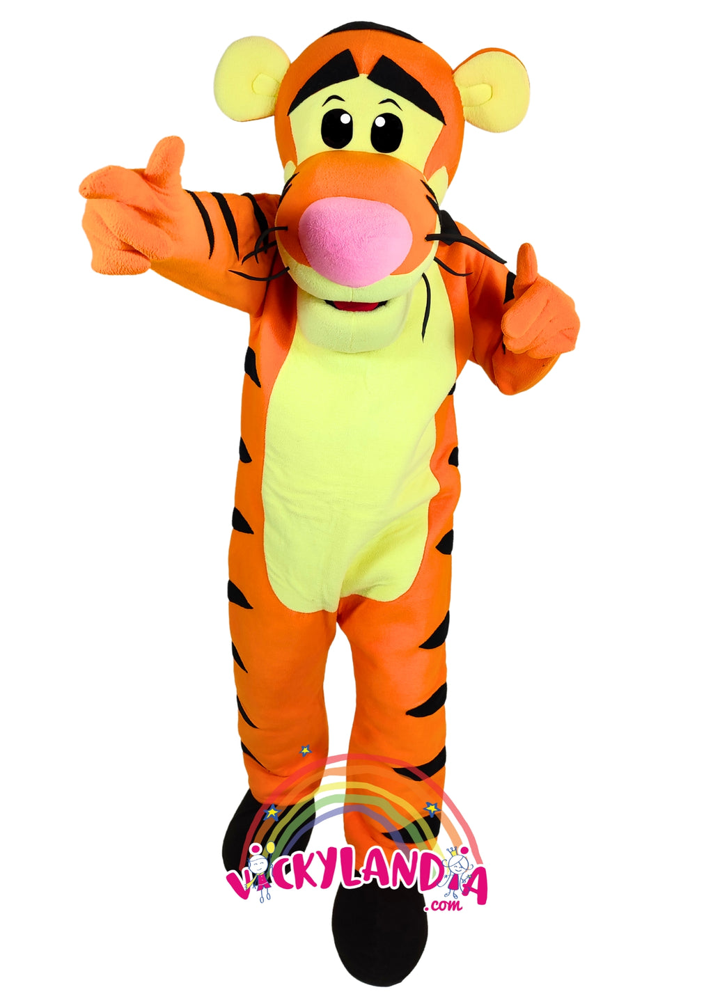 Descubre la magia de nuestro muñeco publicitario de Tigre en Vickylandia. Son disfraces cabezones perfectos para fiestas infantiles, shows, cumpleaños, estrategias publicitarias, espectáculos, cabalgatas y cualquier tipo de evento.