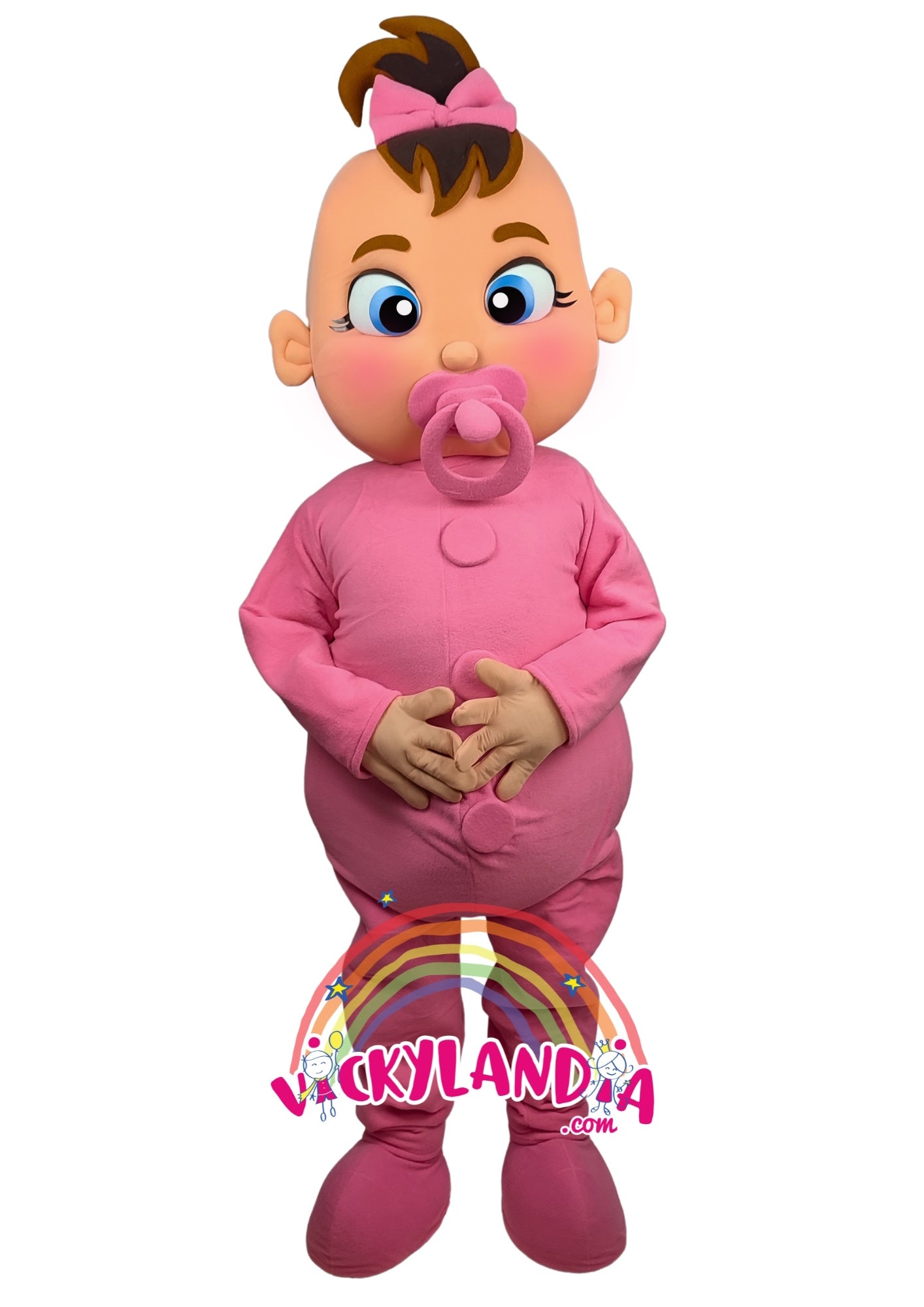 Descubre la magia de nuestro muñeco publicitario de Bebé Niña en Vickylandia. Son disfraces cabezones perfectos para fiestas infantiles, shows, cumpleaños, estrategias publicitarias, carnavales, fiestas patronales, espectáculos, cabalgatas y cualquier tipo de evento.