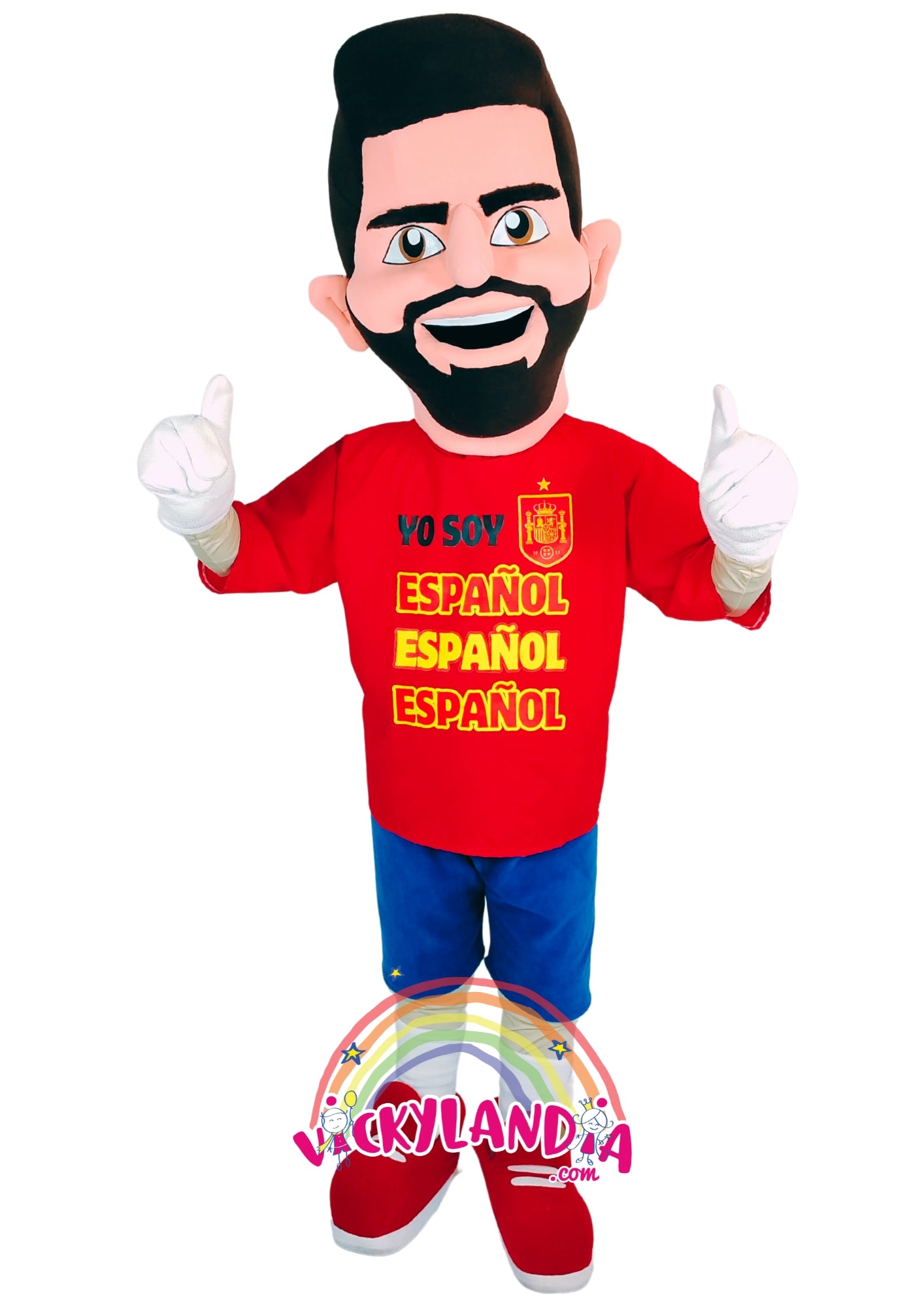 Descubre la magia de nuestro muñeco publicitario de Futbolista Español en Vickylandia. Son disfraces cabezones perfectos para fiestas infantiles, shows, cumpleaños, estrategias publicitarias, carnavales, fiestas patronales, espectáculos, cabalgatas y cualquier tipo de evento.