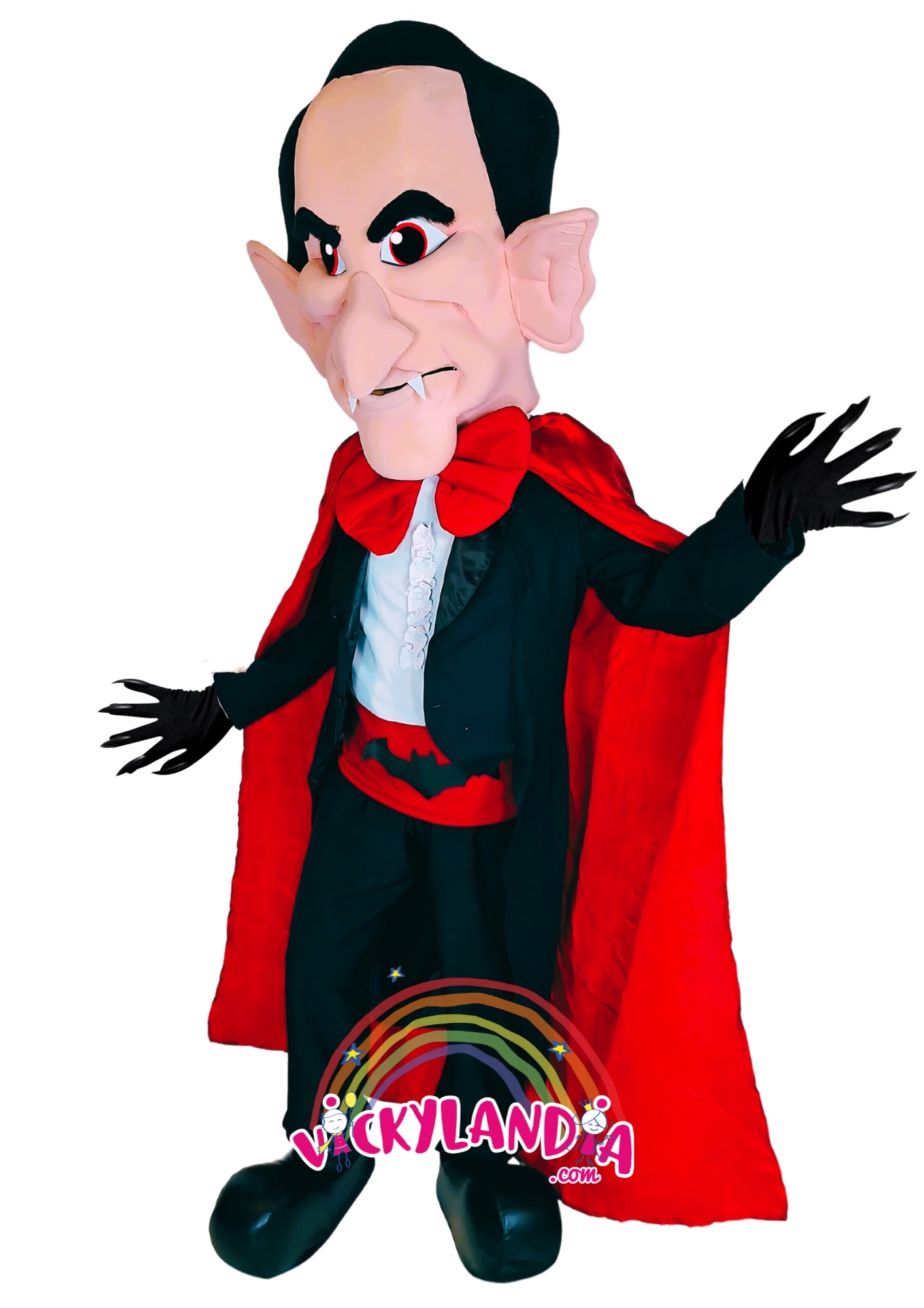 Descubre la magia de nuestro muñeco publicitario de Drácula en Vickylandia. Son disfraces cabezones perfectos para fiestas infantiles, shows, cumpleaños, estrategias publicitarias, carnavales, fiestas patronales, espectáculos, cabalgatas y cualquier tipo de evento.