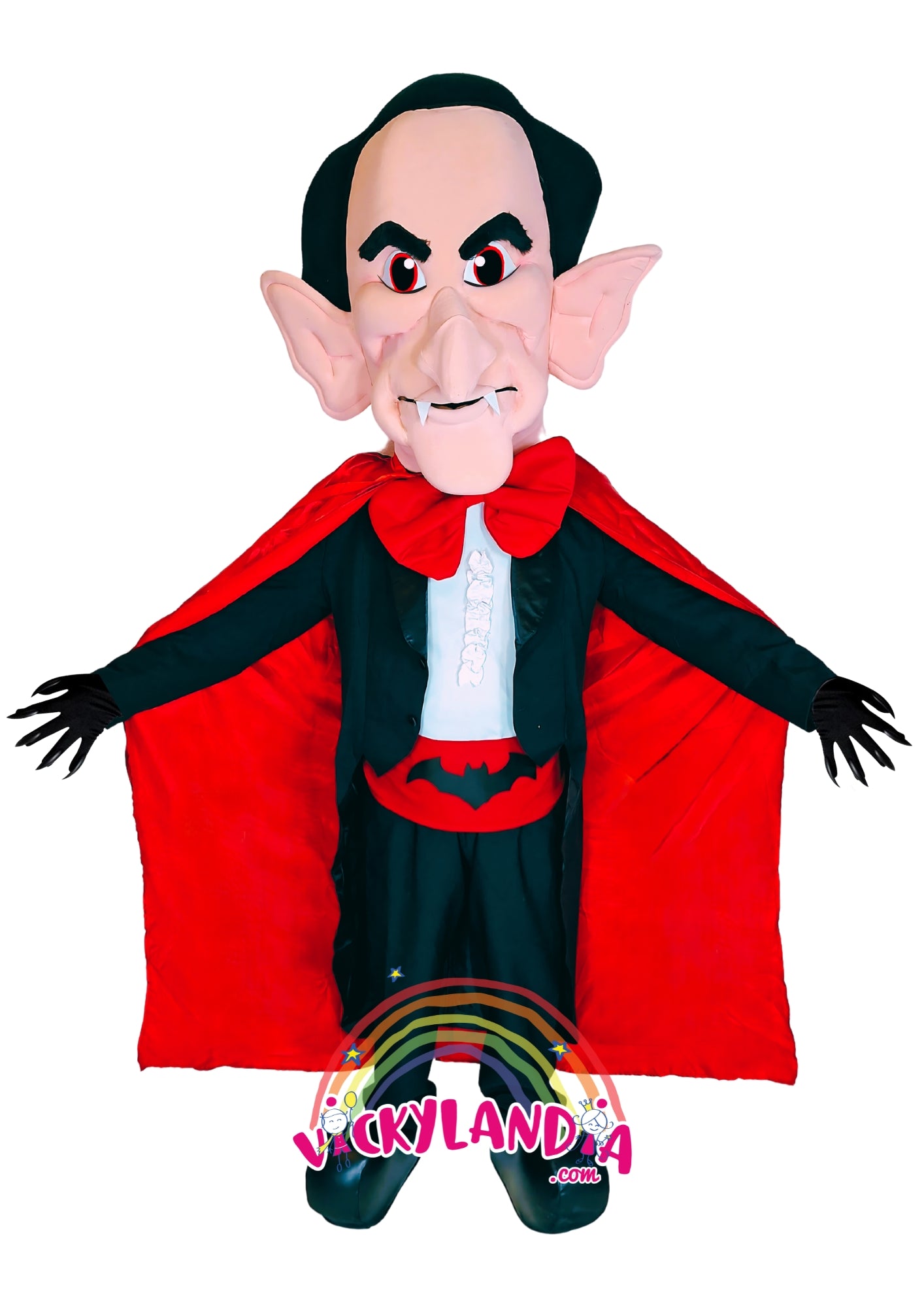 Descubre la magia de nuestro muñeco publicitario de Drácula en Vickylandia. Son disfraces cabezones perfectos para fiestas infantiles, shows, cumpleaños, estrategias publicitarias, carnavales, fiestas patronales, espectáculos, cabalgatas y cualquier tipo de evento.