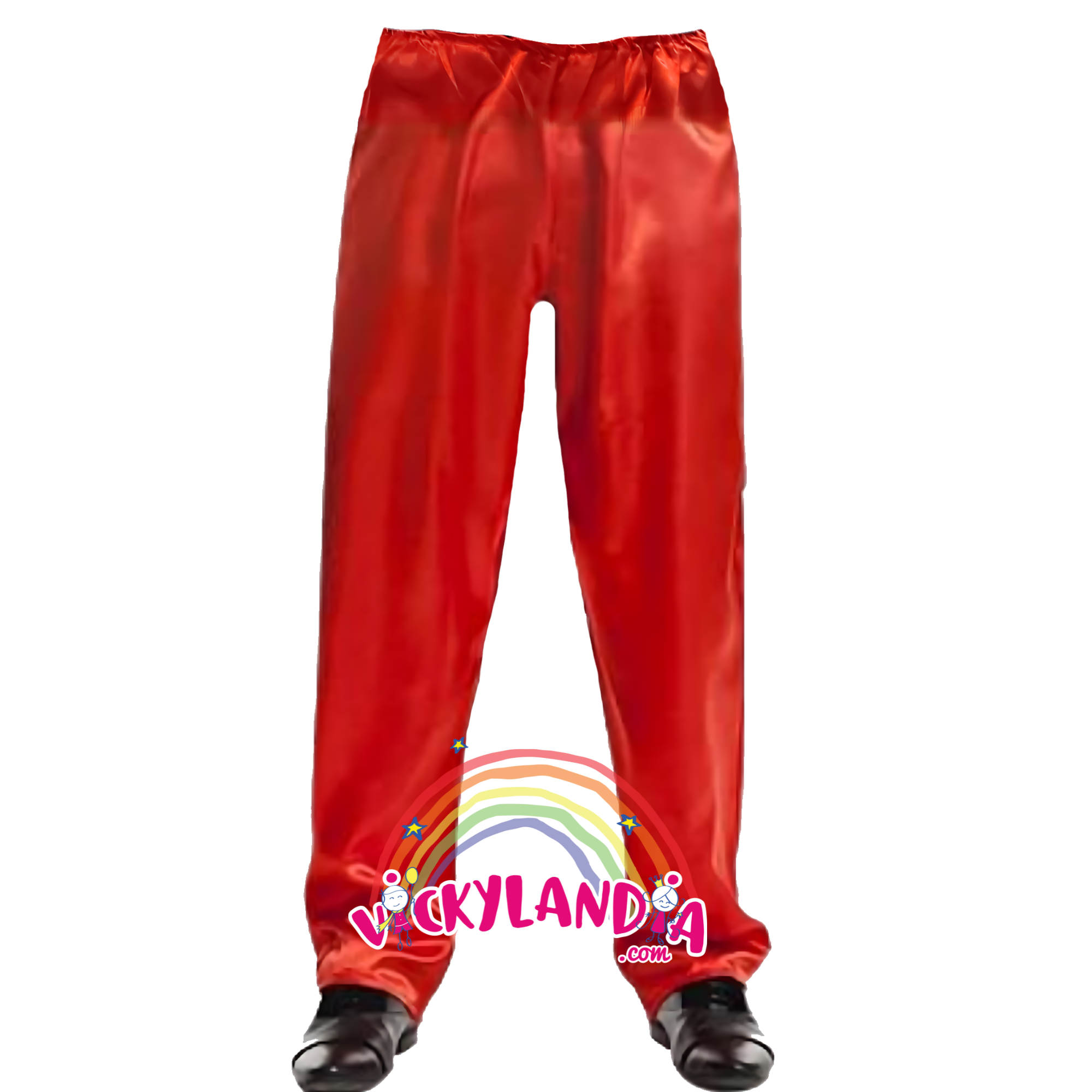 Pantalón rojo de raso para disfraces, ligero y cómodo, ideal para fiestas temáticas.