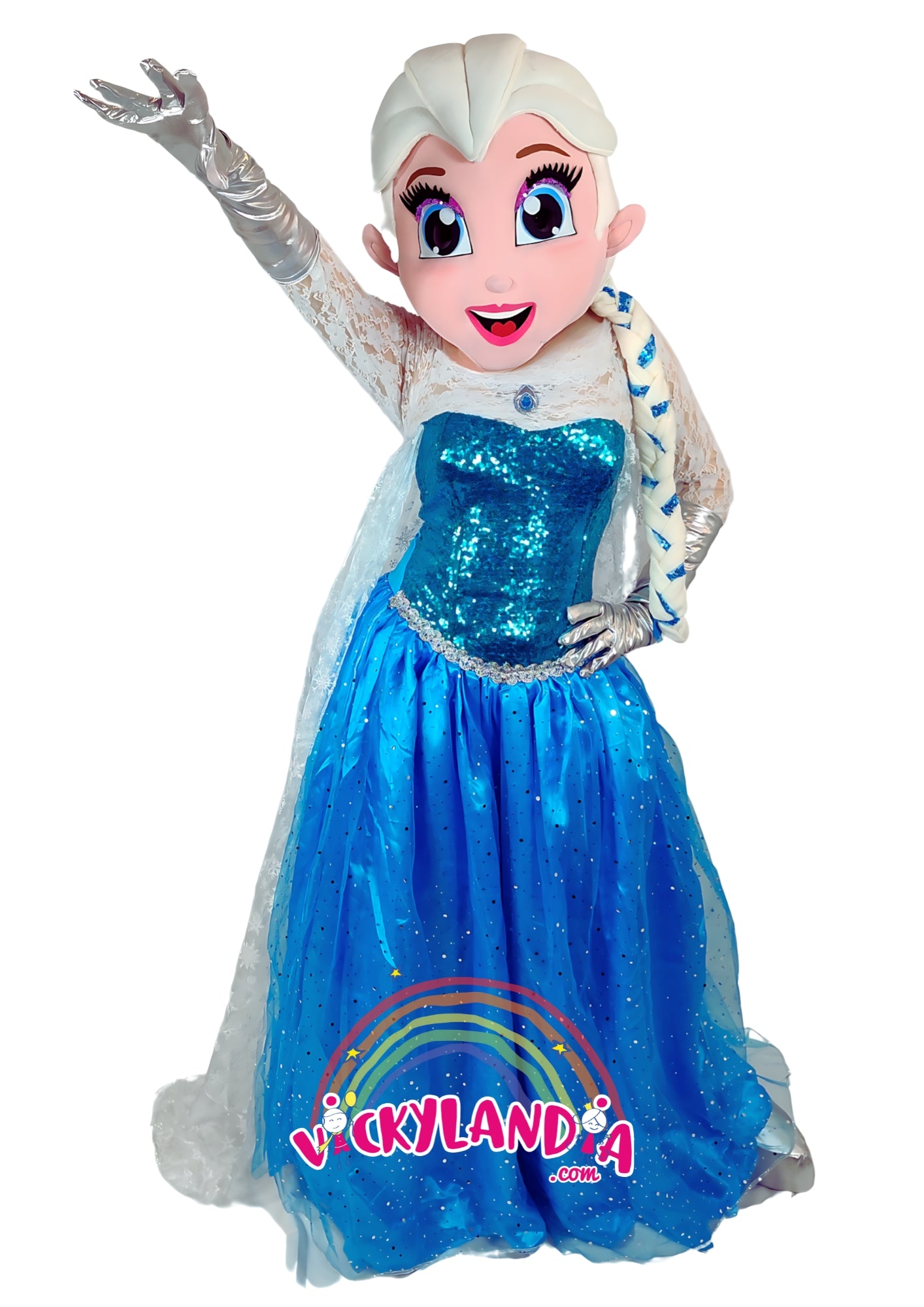 Descubre la magia de nuestro muñeco publicitario de Princesa del Hielo en Vickylandia. Son disfraces cabezones perfectos para fiestas infantiles, shows, cumpleaños, estrategias publicitarias, espectáculos, cabalgatas y cualquier tipo de evento.