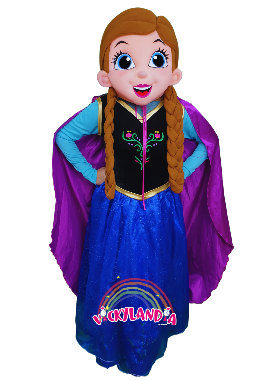 Descubre la magia de nuestro muñeco publicitario de Princesa Hermana del Hielo en Vickylandia. Son disfraces cabezones perfectos para fiestas infantiles, shows, cumpleaños, estrategias publicitarias, espectáculos, cabalgatas y cualquier tipo de evento.