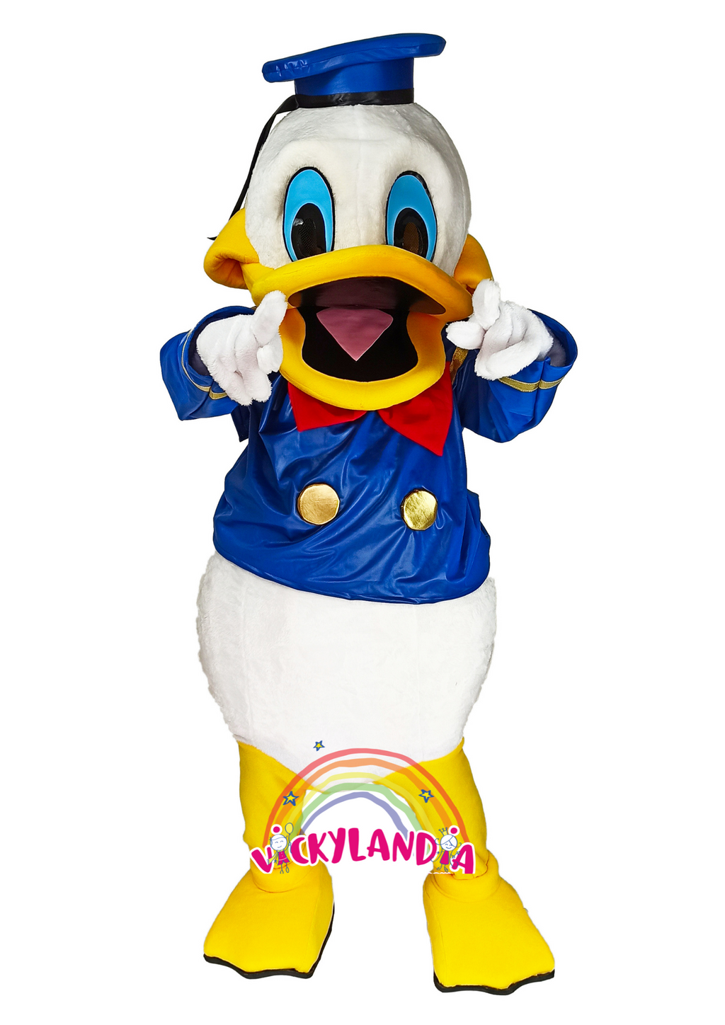 Descubre la magia de nuestro muñeco publicitario de Pato Marinero en Vickylandia. Son disfraces cabezones perfectos para fiestas infantiles, shows, cumpleaños, estrategias publicitarias, espectáculos, cabalgatas y cualquier tipo de evento.